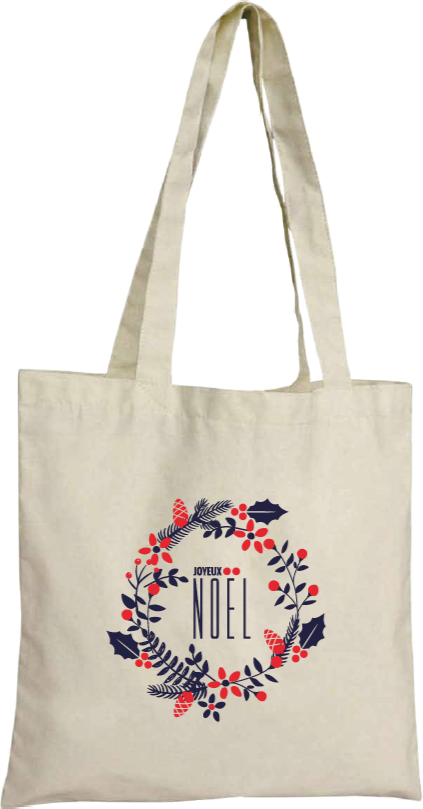 sac en toile double-face mention Joyeux Noël